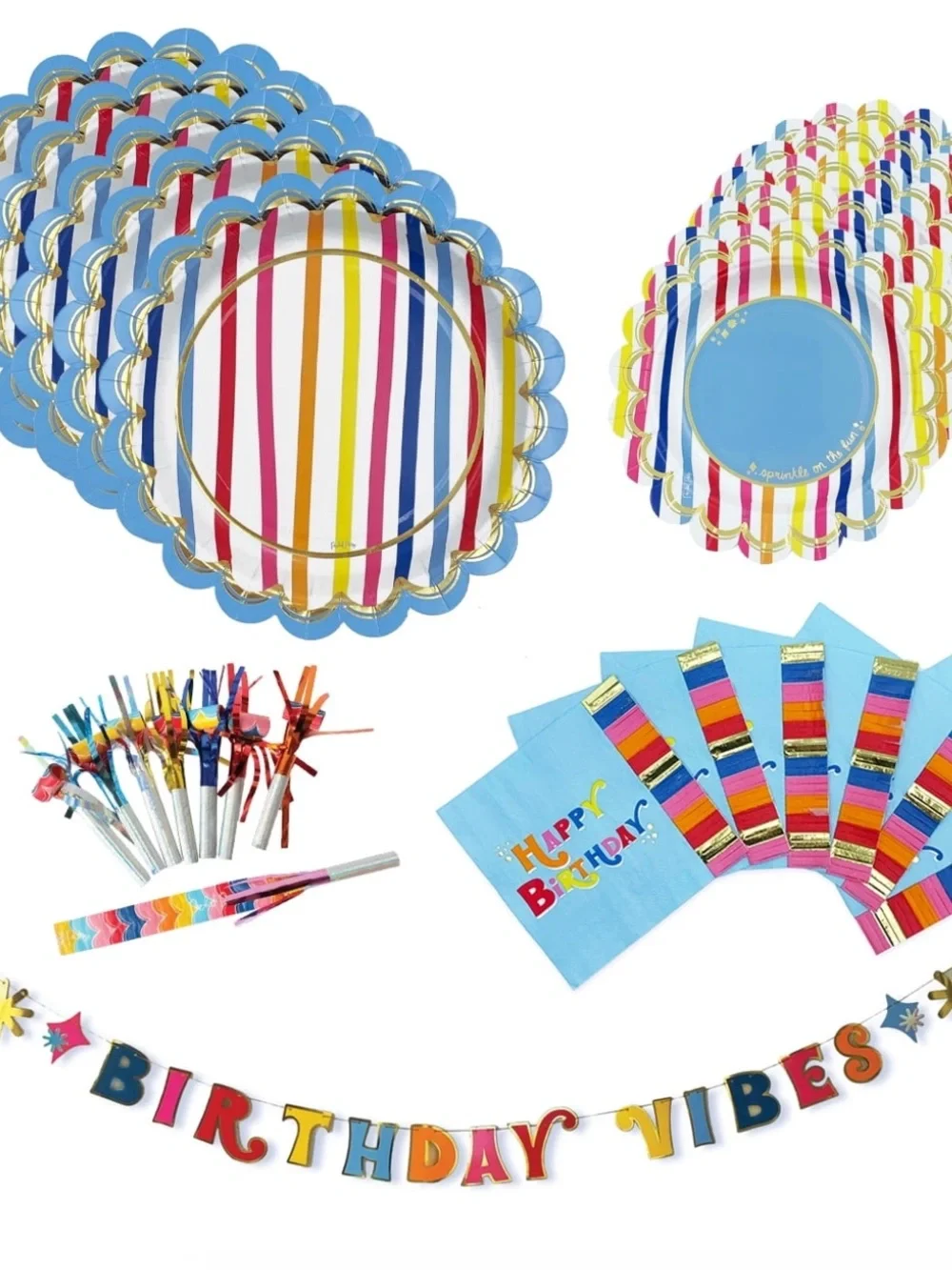 Packed Party Colorful Scalloped Rainbow Serving Tray